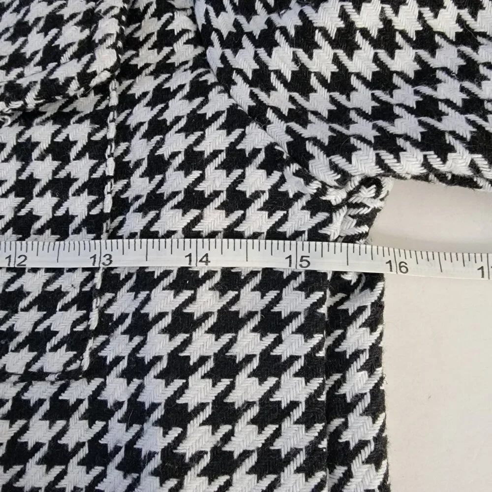 Girls Houndstooth Button Down Tweed Jacket Black White Size 7